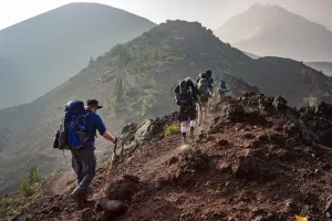 People hiking on a mountain